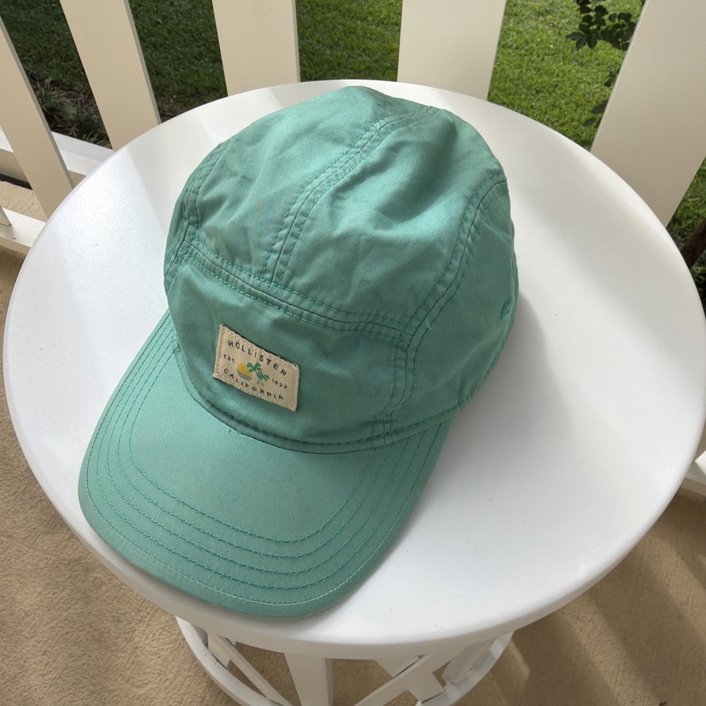 VINTAGE Hollister California Hat Cap Teal Rare Logo - Picture 2 of 6
